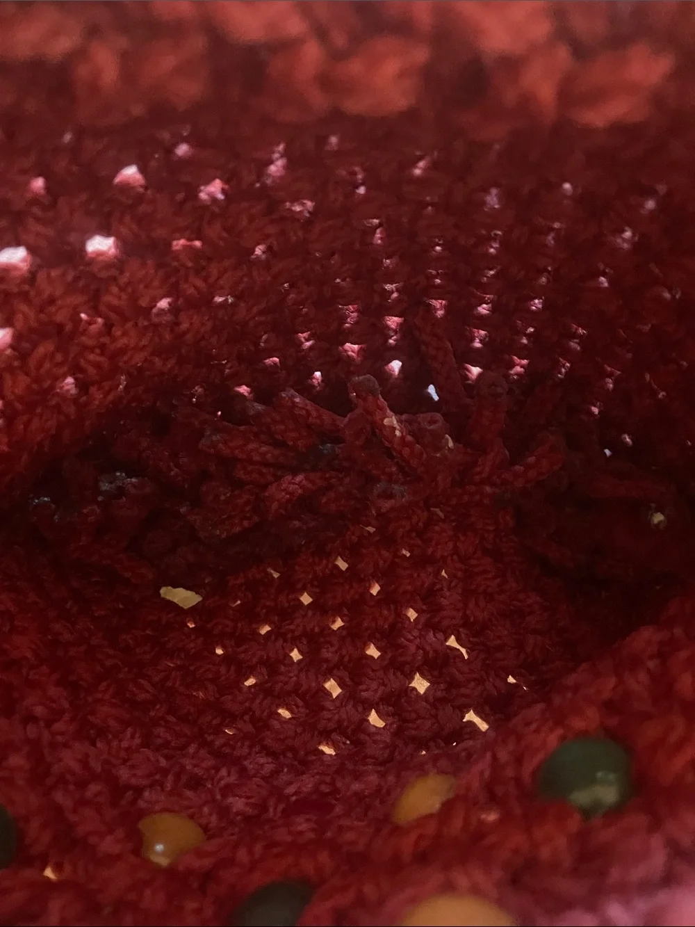 Handcrafted Maroon Crochet Tote Bag with Wooden Handles